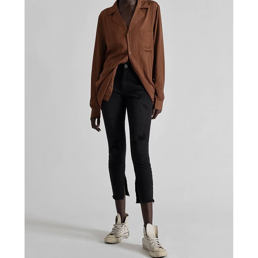 NWT One Teaspoon High Waist Freebird Zipper Hem Skinny Jean Black Oak Size 27